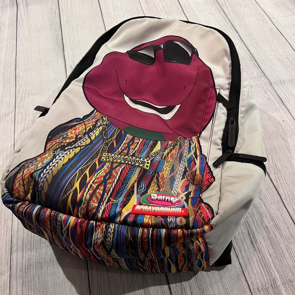 Sprayground Barney Biggie Backpack Rare Barney Rap Hip Hop School Travel Bag